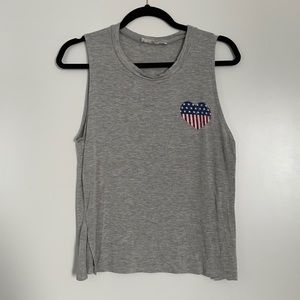Light Gray Tank with American Flag Heart